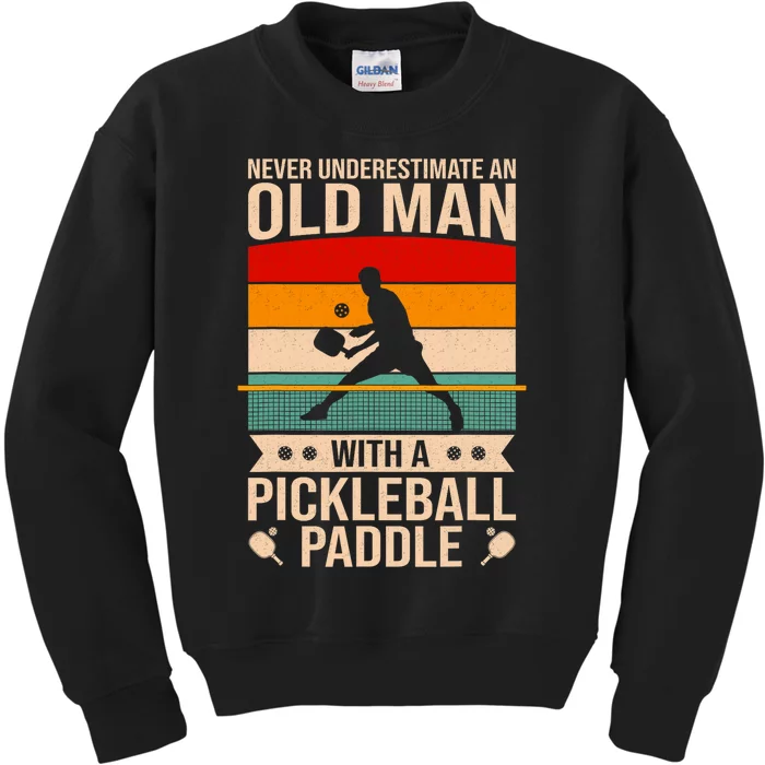 Funny Pickleball Art Paddle Pickleball Player Kids Sweatshirt