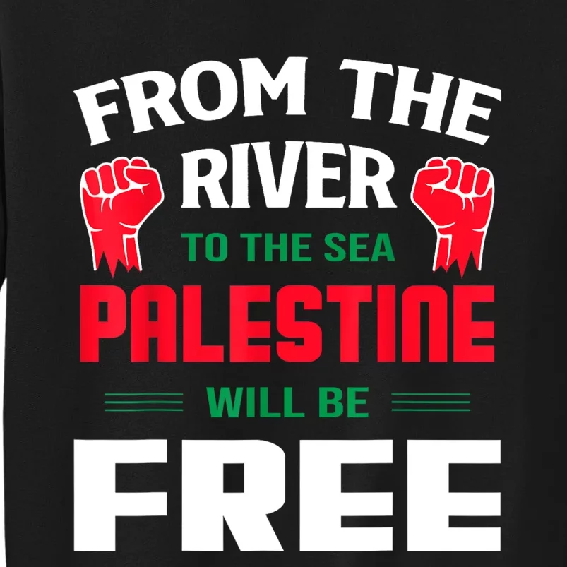 Free Palestine Arabic Support Palestine And Keffiyeh Palesti Tall Sweatshirt