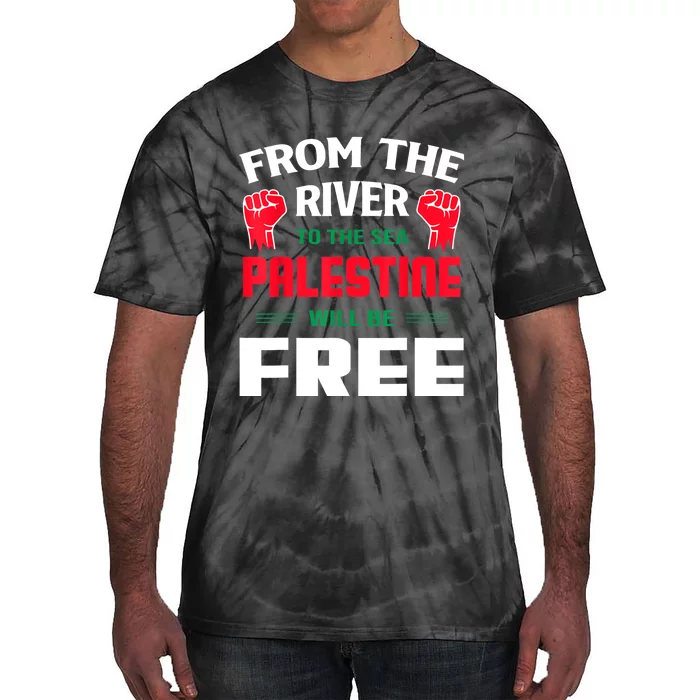 Free Palestine Arabic Support Palestine And Keffiyeh Palesti Tie-Dye T-Shirt