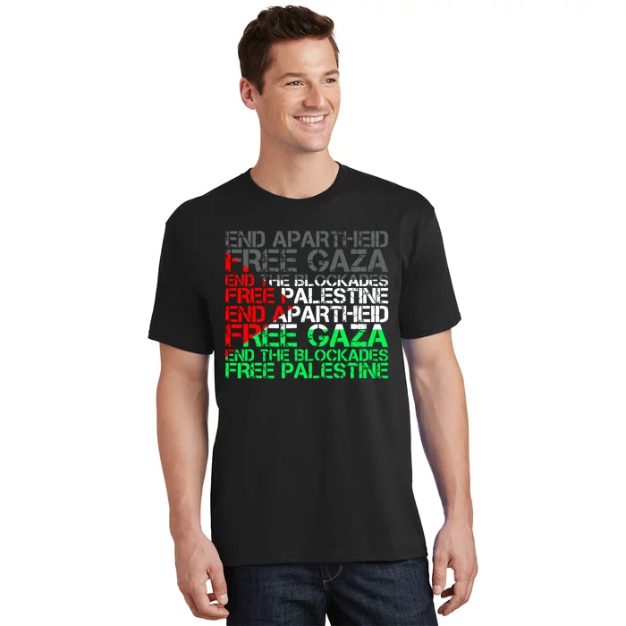 Free Palestine Arabic Palestine Gaza Jerusalem Support Flag T-Shirt