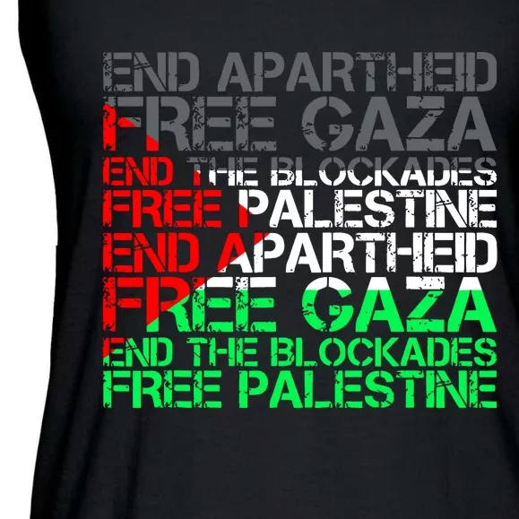 Free Palestine Arabic Palestine Gaza Jerusalem Support Flag Ladies Essential Flowy Tank