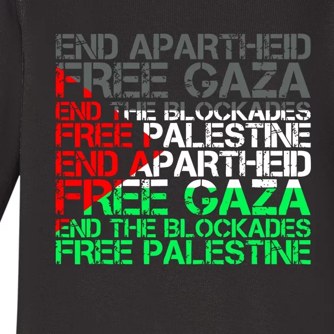 Free Palestine Arabic Palestine Gaza Jerusalem Support Flag Baby Long Sleeve Bodysuit