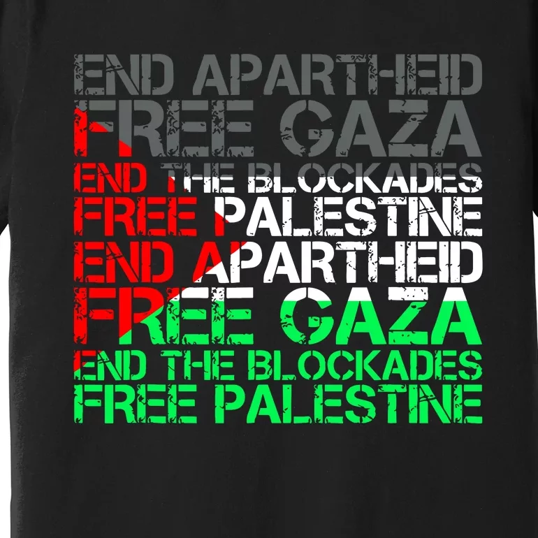 Free Palestine Arabic Palestine Gaza Jerusalem Support Flag Premium T-Shirt