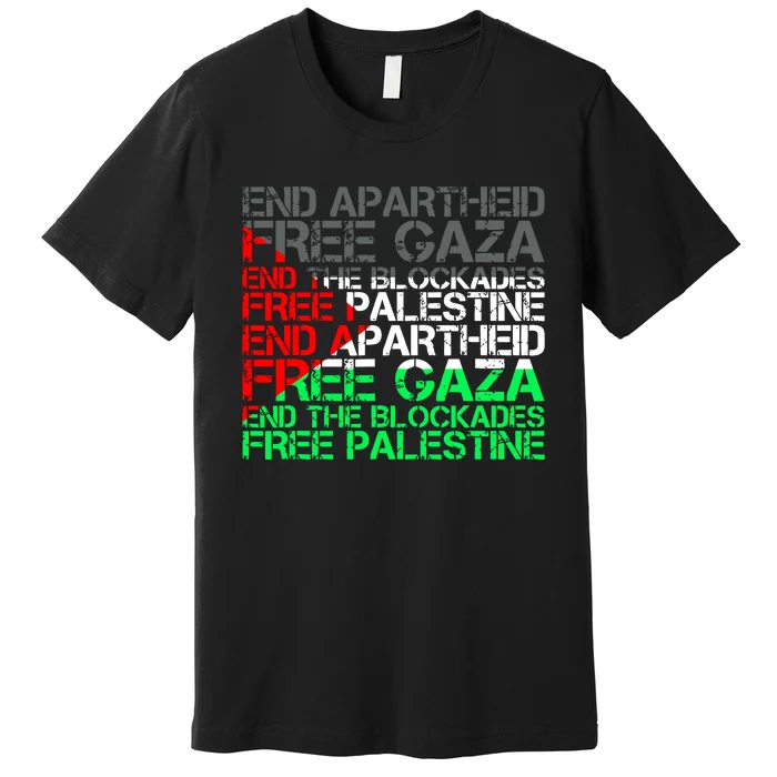 Free Palestine Arabic Palestine Gaza Jerusalem Support Flag Premium T-Shirt