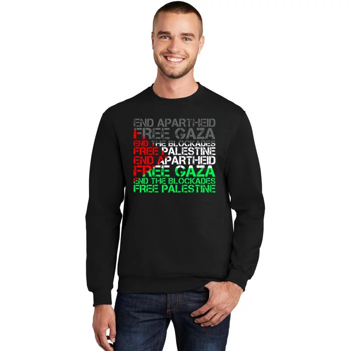 Free Palestine Arabic Palestine Gaza Jerusalem Support Flag Tall Sweatshirt