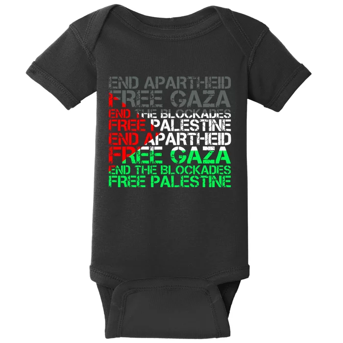 Free Palestine Arabic Palestine Gaza Jerusalem Support Flag Baby Bodysuit