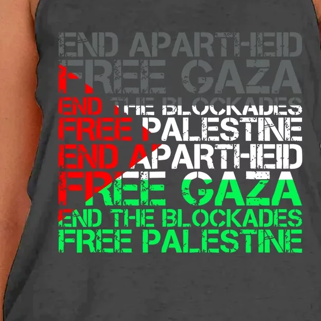 Free Palestine Arabic Palestine Gaza Jerusalem Support Flag Women's Knotted Racerback Tank