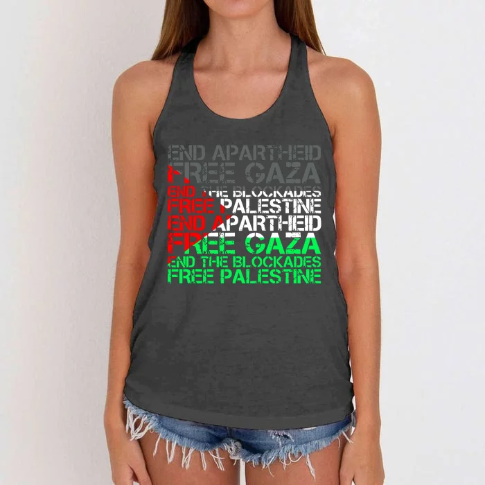 Free Palestine Arabic Palestine Gaza Jerusalem Support Flag Women's Knotted Racerback Tank