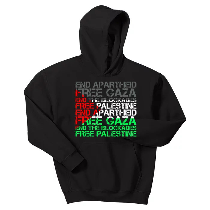 Free Palestine Arabic Palestine Gaza Jerusalem Support Flag Kids Hoodie