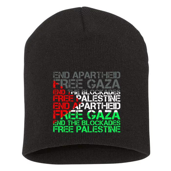 Free Palestine Arabic Palestine Gaza Jerusalem Support Flag Short Acrylic Beanie