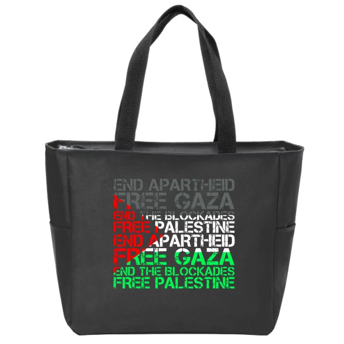 Free Palestine Arabic Palestine Gaza Jerusalem Support Flag Zip Tote Bag