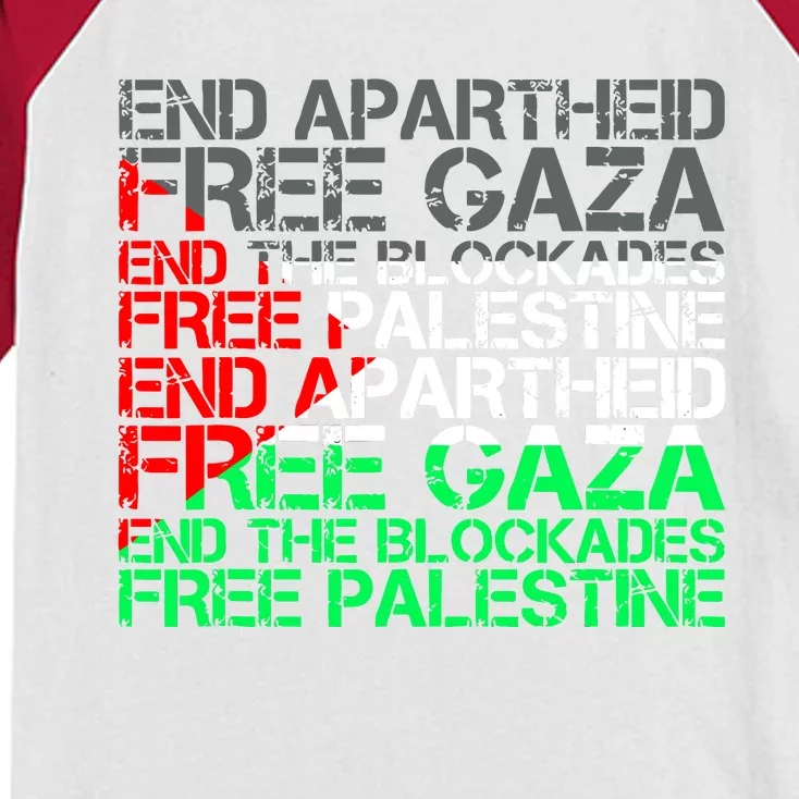 Free Palestine Arabic Palestine Gaza Jerusalem Support Flag Kids Colorblock Raglan Jersey