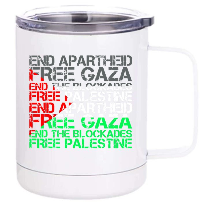 Free Palestine Arabic Palestine Gaza Jerusalem Support Flag Front & Back 12oz Stainless Steel Tumbler Cup