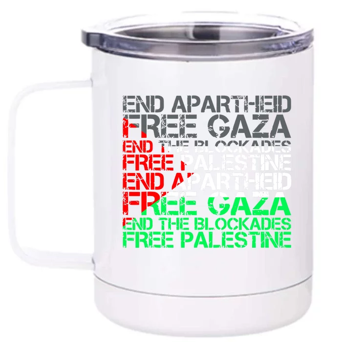 Free Palestine Arabic Palestine Gaza Jerusalem Support Flag Front & Back 12oz Stainless Steel Tumbler Cup