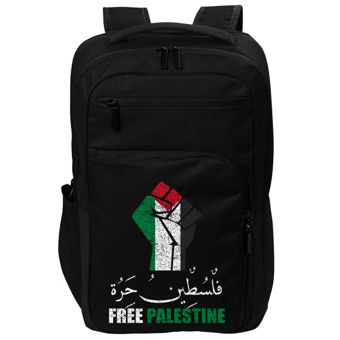 Free Palestine Arabic Support Palestine And Gaza Jerusalem Funny Gift Impact Tech Backpack