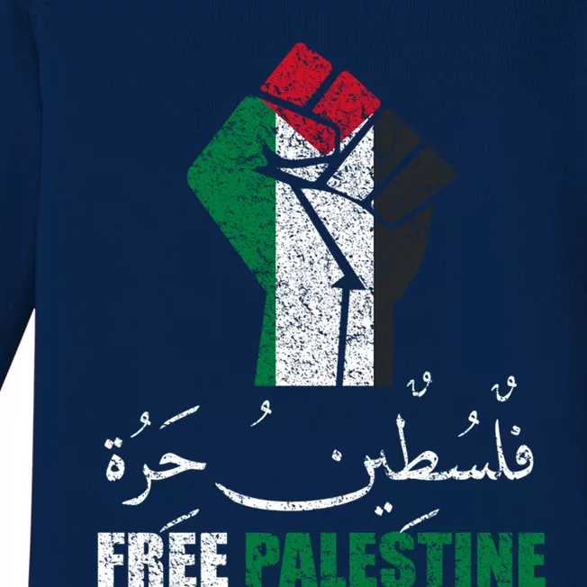 Free Palestine Arabic Support Palestine And Gaza Jerusalem Funny Gift Baby Long Sleeve Bodysuit