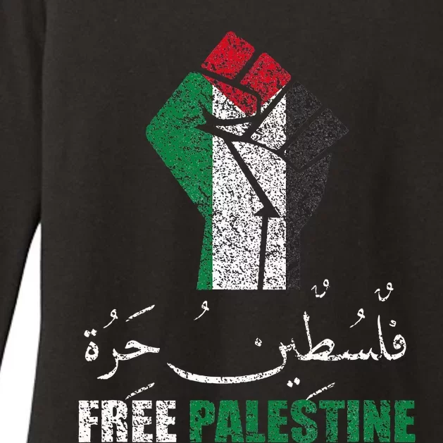 Free Palestine Arabic Support Palestine And Gaza Jerusalem Womens CVC Long Sleeve Shirt