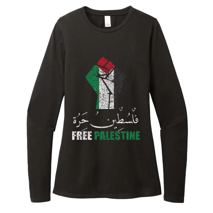 Free Palestine Arabic Support Palestine And Gaza Jerusalem Womens CVC Long Sleeve Shirt