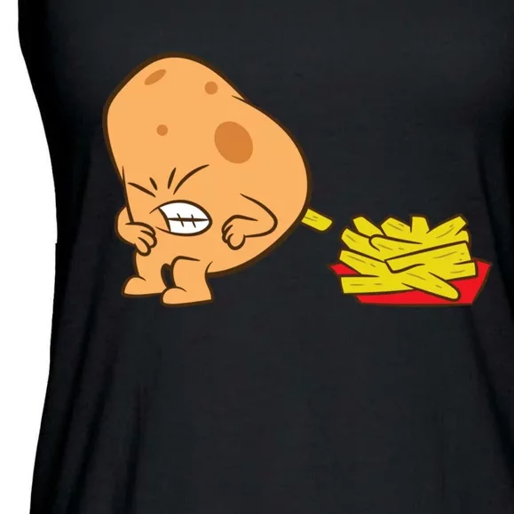 Funny Potato And French Fries Ladies Essential Flowy Tank