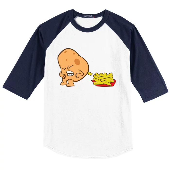 Funny Potato And French Fries Baseball Sleeve Shirt