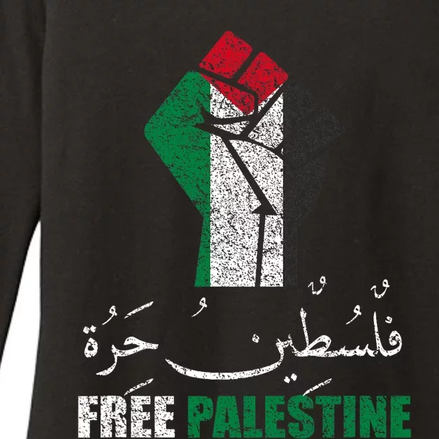 Free Palestine Arabic Support Palestine And Gaza Jerusalem Womens CVC Long Sleeve Shirt