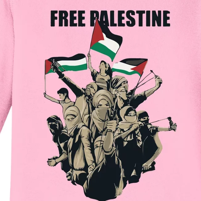 Free Palestine Arabic Flag Baby Long Sleeve Bodysuit