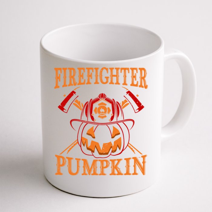 Firefighter Pumpkin And Firefighter Halloween Costume Gift Front & Back Coffee Mug