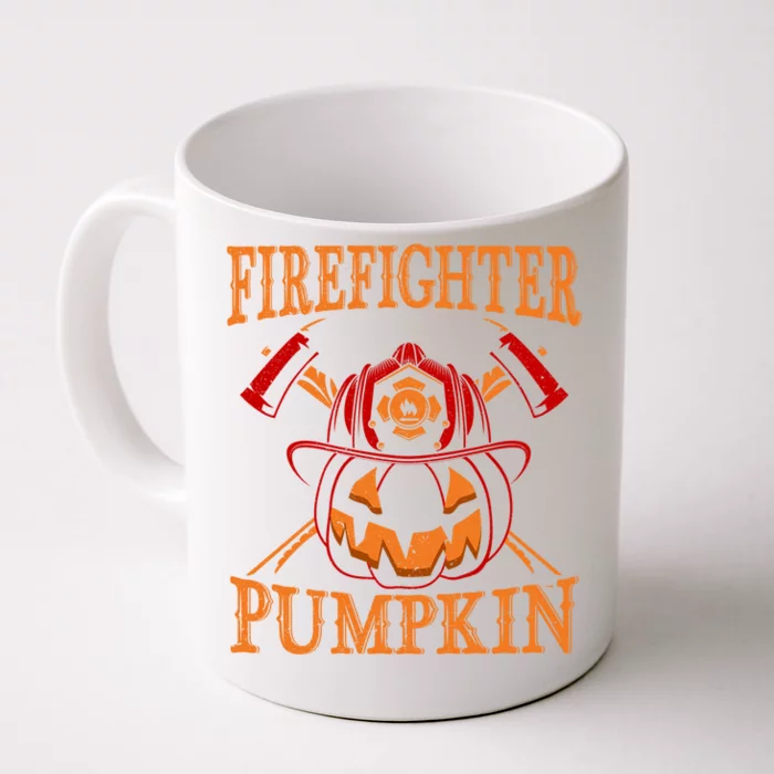 Firefighter Pumpkin And Firefighter Halloween Costume Gift Front & Back Coffee Mug