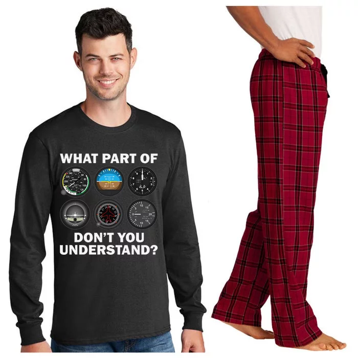 Funny Pilot Art Aviation Airline Pilot Instruments Long Sleeve Pajama Set