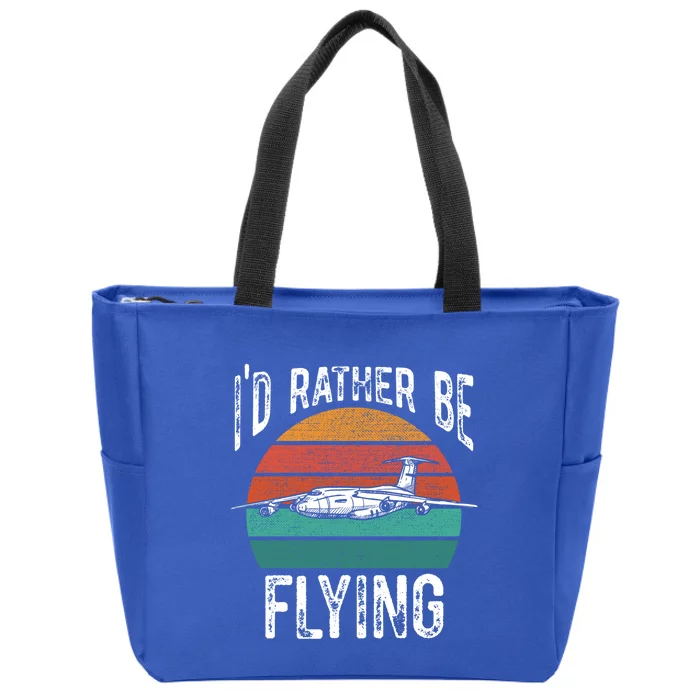 Flying Pilot Airplane Id Rather Be Flying Pilot Airplane Gift Zip Tote Bag