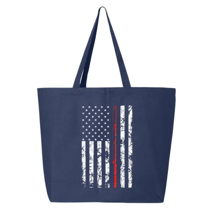 Fishing Pole American Flag Gift For Fisherman 25L Jumbo Tote