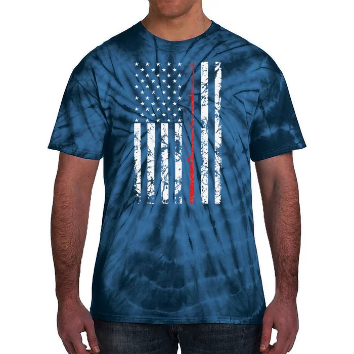 Fishing Pole American Flag Gift For Fisherman Tie-Dye T-Shirt