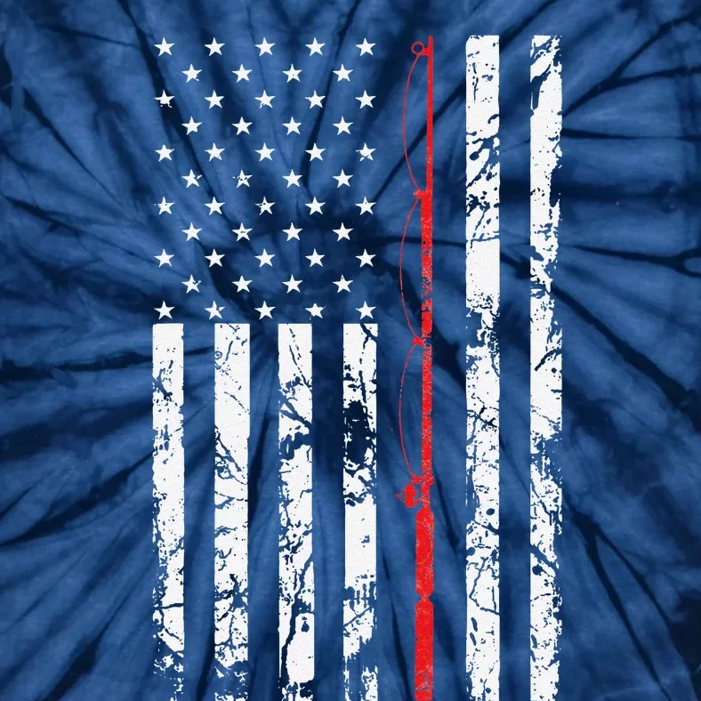 Fishing Pole American Flag Gift For Fisherman Tie-Dye T-Shirt