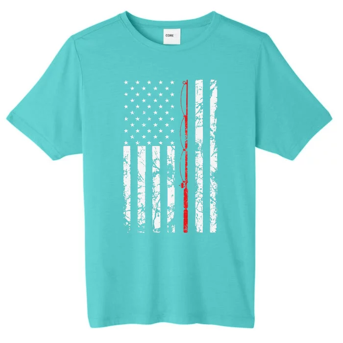 Fishing Pole American Flag Gift For Fisherman ChromaSoft Performance T-Shirt