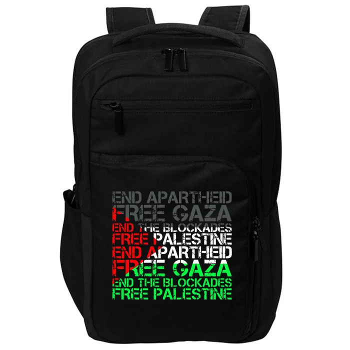 Free Palestine Arabic Palestine Gaza Jerusalem Support Flag Impact Tech Backpack