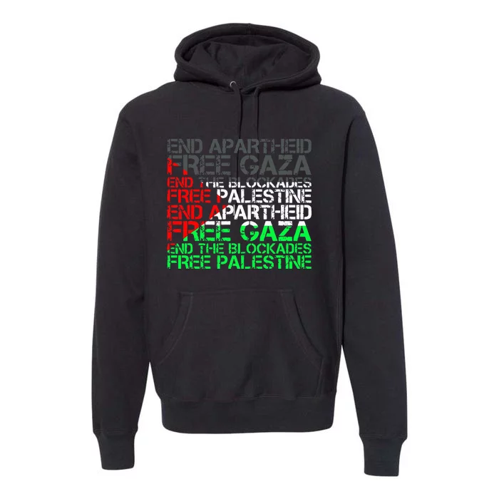 Free Palestine Arabic Palestine Gaza Jerusalem Support Flag Premium Hoodie