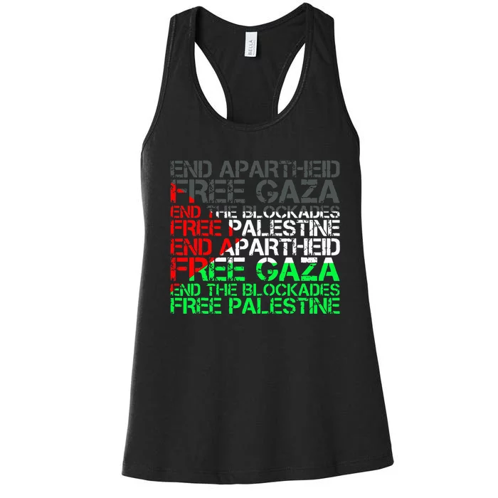 Free Palestine Arabic Palestine Gaza Jerusalem Support Flag Women's Racerback Tank