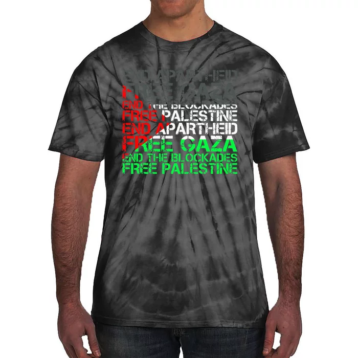 Free Palestine Arabic Palestine Gaza Jerusalem Support Flag Tie-Dye T-Shirt