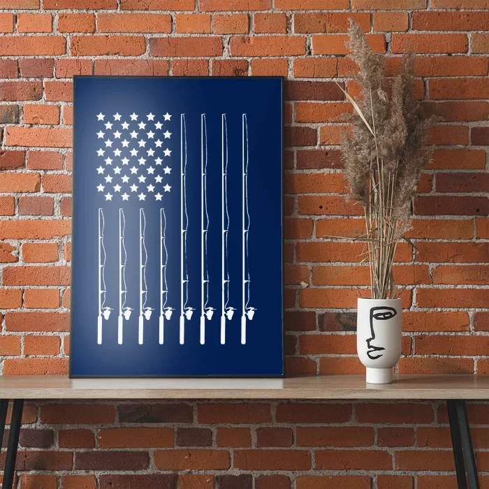 Fishing Pole American Flag Patriotic Outdoorsman Poster