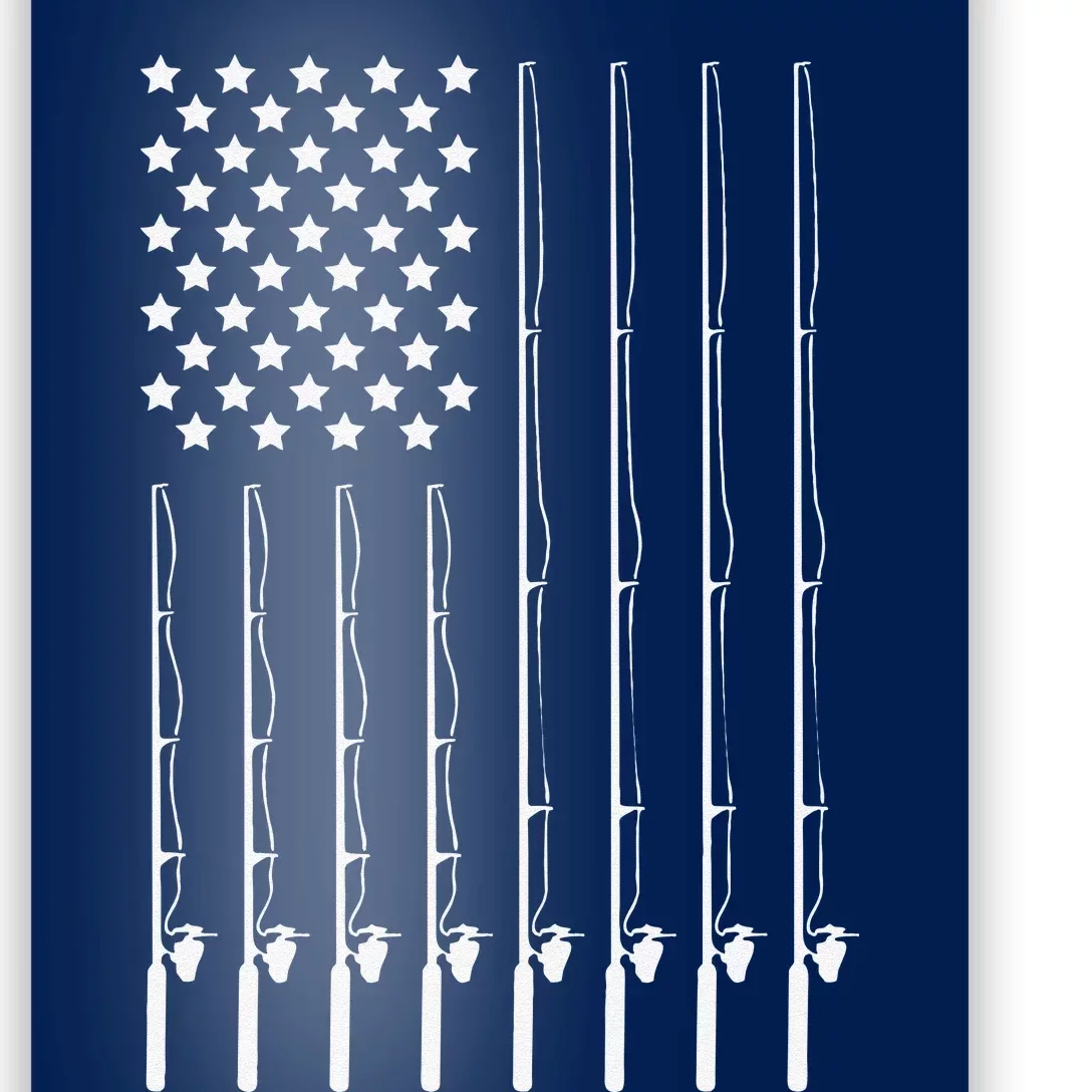 Fishing Pole American Flag Patriotic Outdoorsman Poster