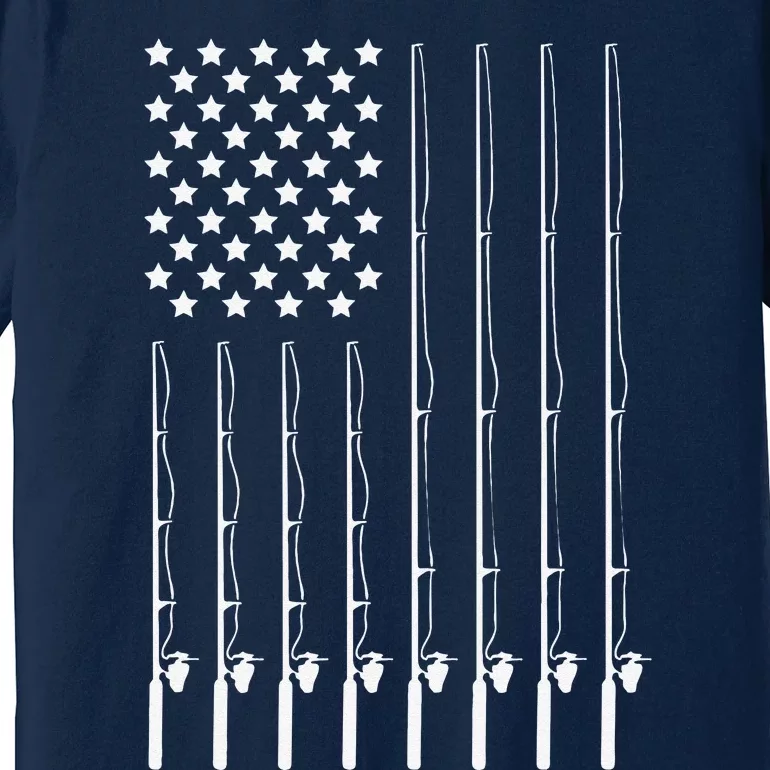 Fishing Pole American Flag Patriotic Outdoorsman Premium T-Shirt