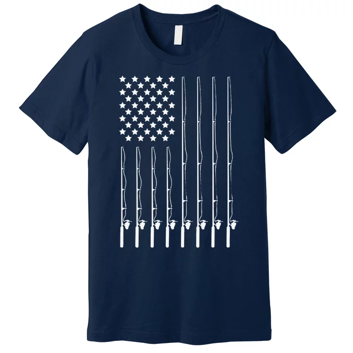 Fishing Pole American Flag Patriotic Outdoorsman Premium T-Shirt