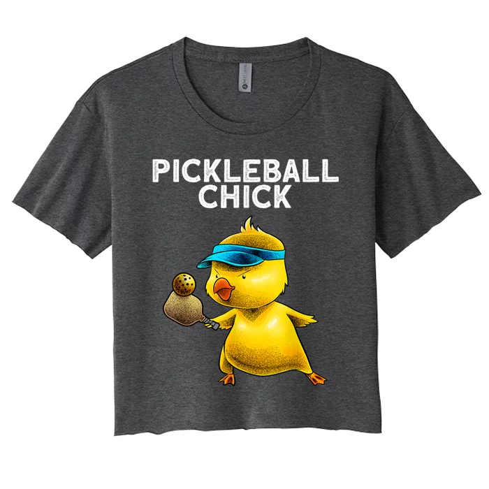 Funny Pickleball Art For Women Paddle Sport Chick Lover Women's Crop Top Tee