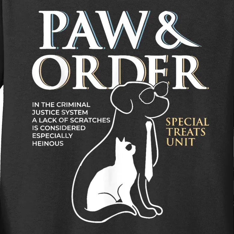 Funny Paw And Order Special Treats Unit Training Dog And Cat Kids Long Sleeve Shirt