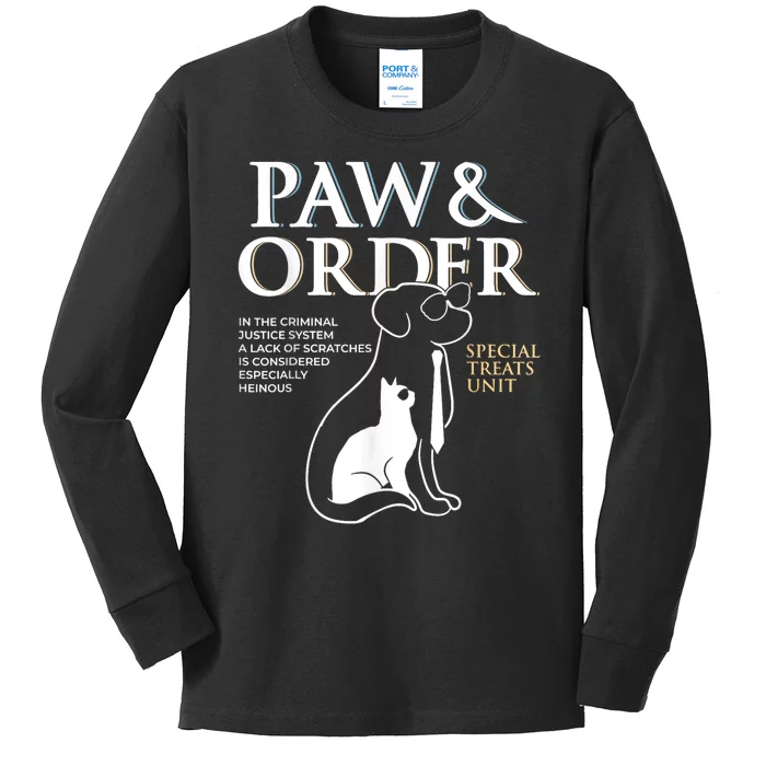 Funny Paw And Order Special Treats Unit Training Dog And Cat Kids Long Sleeve Shirt