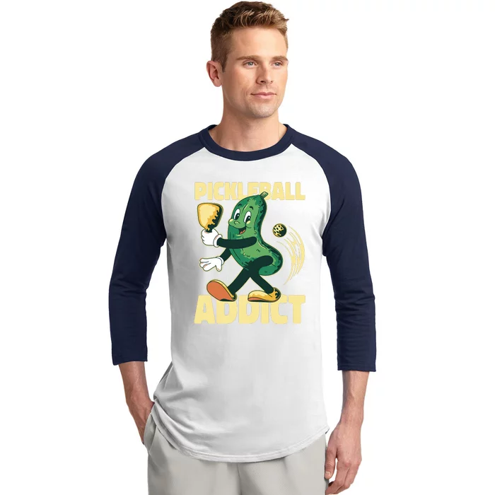 Funny Pickleball Addict Baseball Sleeve Shirt