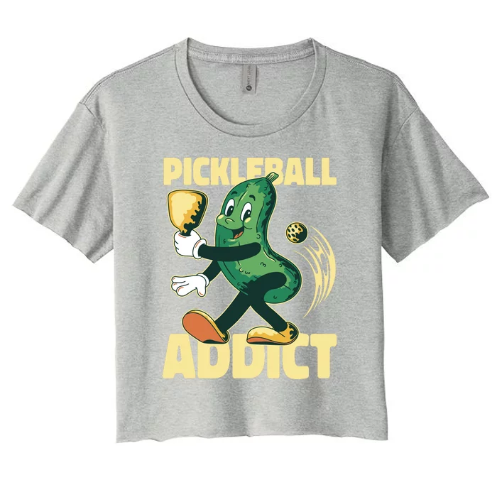 Funny Pickleball Addict Women's Crop Top Tee