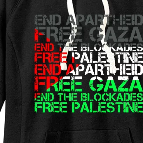 Free Palestine Arabic Palestine Gaza Jerusalem Support Flag Women's Fleece Hoodie