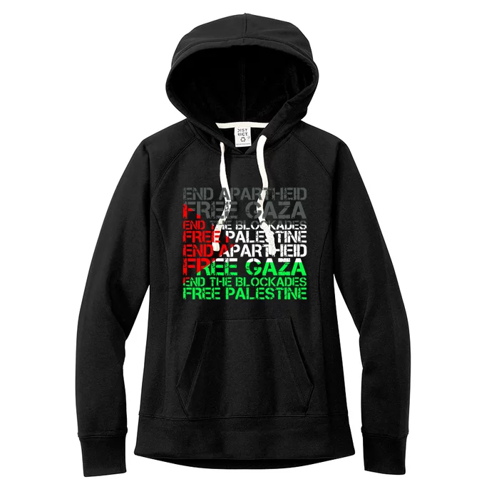 Free Palestine Arabic Palestine Gaza Jerusalem Support Flag Women's Fleece Hoodie