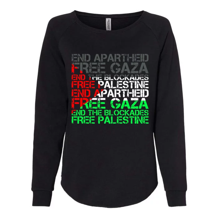 Free Palestine Arabic Palestine Gaza Jerusalem Support Flag Womens California Wash Sweatshirt